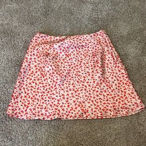 Princess Polly Red Satin Floral Miniskirt